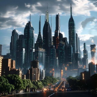 Inksideral style, Midjourney V6.1: megacity with futuristic bioarchitecture