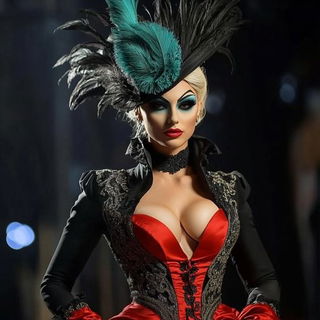 Inksideral style, Midjourney V6.1: haute-couture fashion outfit