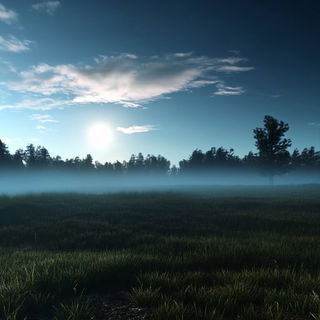 Inksideral style, Midjourney V6.1: realistic landscape photograph of quiet dawn