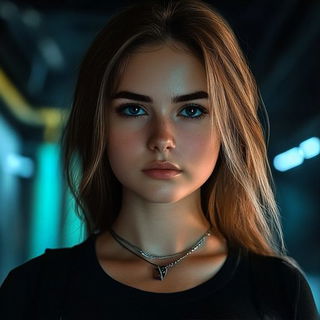 Inksideral style, Midjourney V6.1: photographic portrait of female protagonist