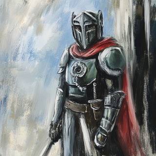 Red Disc Scratchwood style, Midjourney V6.1: concept art character design of retropunk steam knight