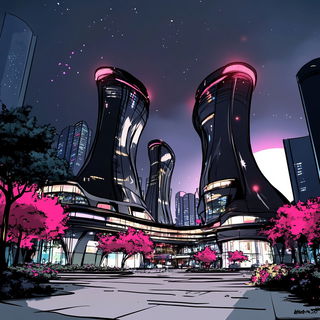 Faultlight style, Midjourney V6.1: megacity with futuristic bioarchitecture