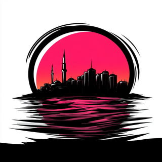 Faultlight style, Midjourney V6.1: bold minimalist logo design for Istanbul city municipal services