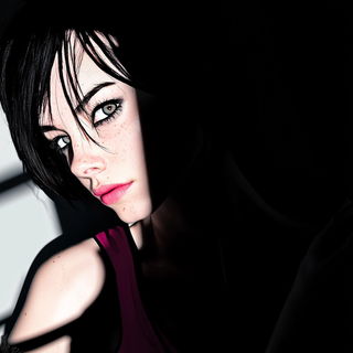 Faultlight style, Midjourney V6.1: photographic portrait of female protagonist