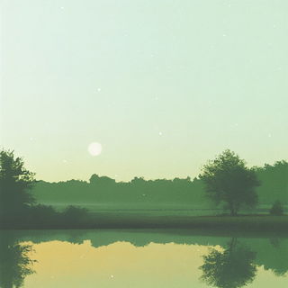 Washetching style, Midjourney V6.1: realistic landscape photograph of quiet dawn
