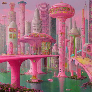 Shardface style, Midjourney V6.1: megacity with futuristic bioarchitecture
