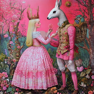 Shardface style, Midjourney V6.1: retro fairy-tale illustration