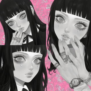Shardface style, Midjourney V6.1: black-and-white manga comic strip