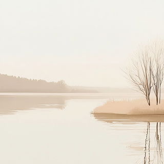 Aerographia style, Midjourney V6.1: realistic landscape photograph of quiet dawn