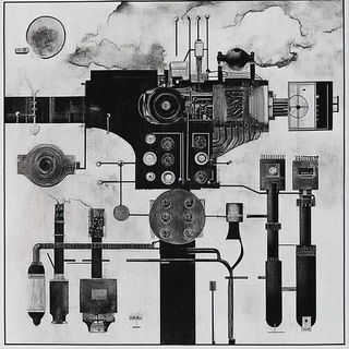 Theseus Current style, Midjourney V6.1: technical infrastructure blueprint schematics