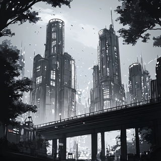Crackle Iconica style, Midjourney V6.1: megacity with futuristic bioarchitecture