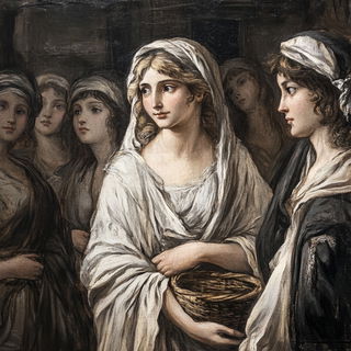 Crackle Iconica style, Midjourney V6.1: classical 18th-century oil painting