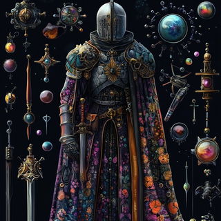 Diorama Solarism style, Midjourney V6.1: concept art character design of retropunk steam knight