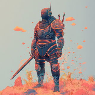 Floracryptics style, Midjourney V6.1: concept art character design of retropunk steam knight
