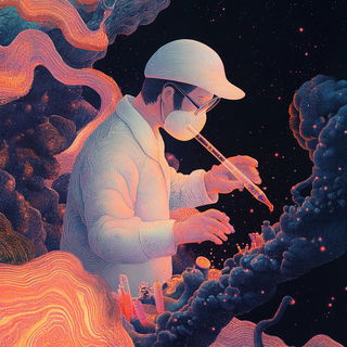 Floracryptics style, Midjourney V6.1: editorial illustration for popular scientific magazine cover