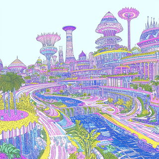 Sun Disk Pastoral style, Midjourney V6.1: megacity with futuristic bioarchitecture