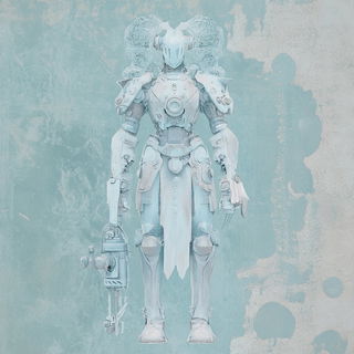 Trilobite Lightworks style, Midjourney V6.1: concept art character design of retropunk steam knight