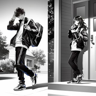 Aurora Letterwrights style, Midjourney V6.1: black-and-white manga comic strip