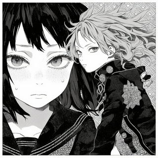 Ink Palm Registry style, Midjourney V6.1: black-and-white manga comic strip