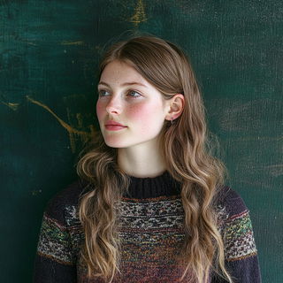 Ink Palm Registry style, Midjourney V6.1: photographic portrait of female protagonist