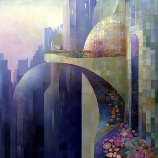 Terracelestia style, Midjourney V6.1: megacity with futuristic bioarchitecture
