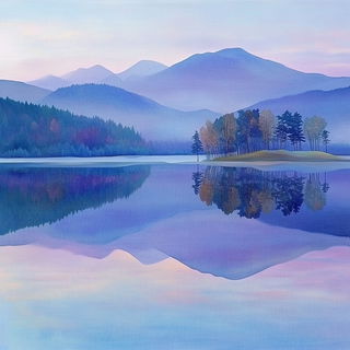 Terracelestia style, Midjourney V6.1: realistic landscape photograph of quiet dawn