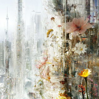 Basidiomata Beyond the Floodplain style, Midjourney V6.1: megacity with futuristic bioarchitecture