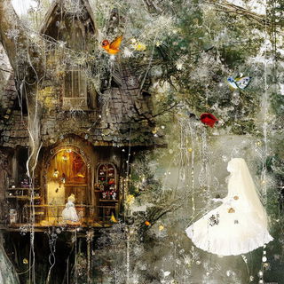 Basidiomata Beyond the Floodplain style, Midjourney V6.1: retro fairy-tale illustration