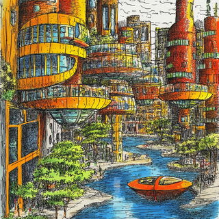 Vaporwild style, Midjourney V6.1: megacity with futuristic bioarchitecture