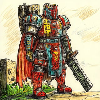 Vaporwild style, Midjourney V6.1: concept art character design of retropunk steam knight