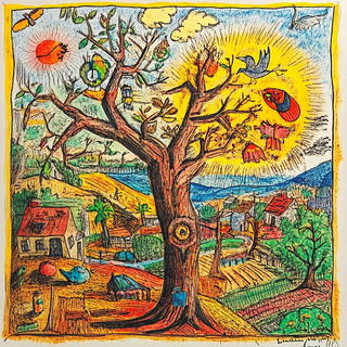 Vaporwild style, Midjourney V6.1: traditional folk art