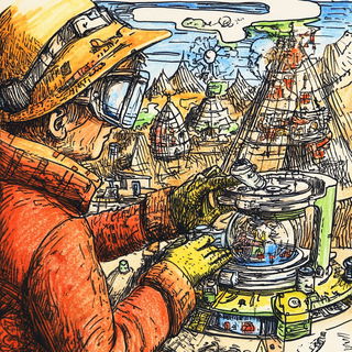 Vaporwild style, Midjourney V6.1: editorial illustration for popular scientific magazine cover
