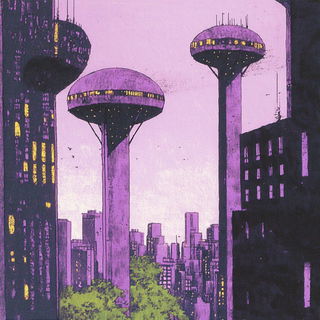 Contourfall style, Midjourney V6.1: megacity with futuristic bioarchitecture