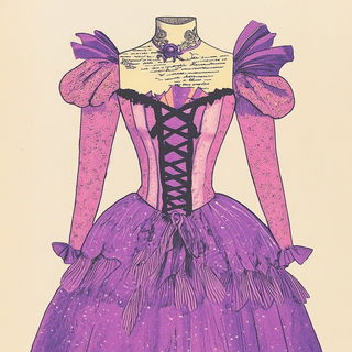 Contourfall style, Midjourney V6.1: haute-couture fashion outfit