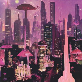 Tropical Chinoiserie style, Midjourney V6.1: megacity with futuristic bioarchitecture