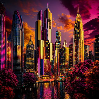 Magenta Perihelion style, Midjourney V6.1: megacity with futuristic bioarchitecture