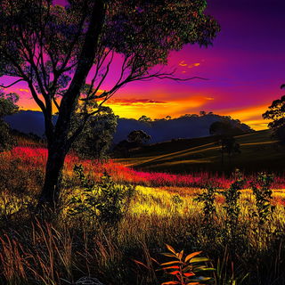 Magenta Perihelion style, Midjourney V6.1: realistic landscape photograph of quiet dawn