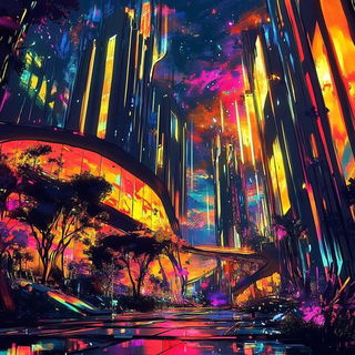 Prismasonry style, Midjourney V6.1: megacity with futuristic bioarchitecture
