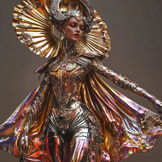 Sylvabaroque style, Midjourney V6.1: haute-couture fashion outfit