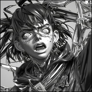 Sylvabaroque style, Midjourney V6.1: black-and-white manga comic strip