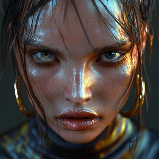 Sylvabaroque style, Midjourney V6.1: photographic portrait of female protagonist