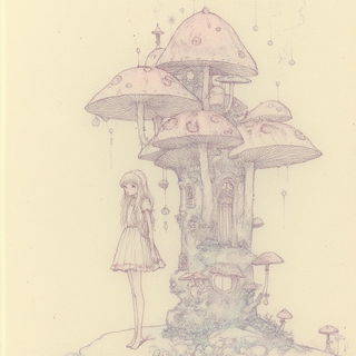 Velvetmarmor style, Midjourney V6.1: retro fairy-tale illustration