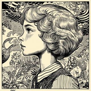 Celshade Panorism style, Midjourney V6.1: retro fairy-tale illustration