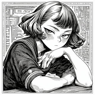 Celshade Panorism style, Midjourney V6.1: black-and-white manga comic strip
