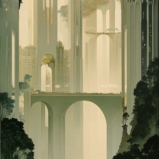 Noirmask style, Midjourney V6.1: megacity with futuristic bioarchitecture