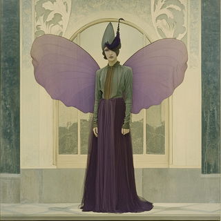 Noirmask style, Midjourney V6.1: haute-couture fashion outfit
