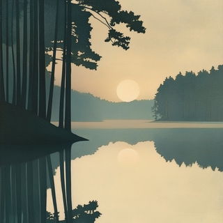 Noirmask style, Midjourney V6.1: realistic landscape photograph of quiet dawn