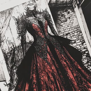The Umbral Survey style, Midjourney V6.1: haute-couture fashion outfit