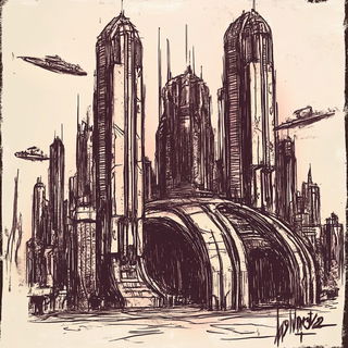 Muqarnas Cyanism style, Midjourney V6.1: megacity with futuristic bioarchitecture