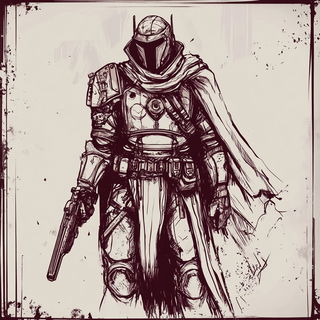 Muqarnas Cyanism style, Midjourney V6.1: concept art character design of retropunk steam knight